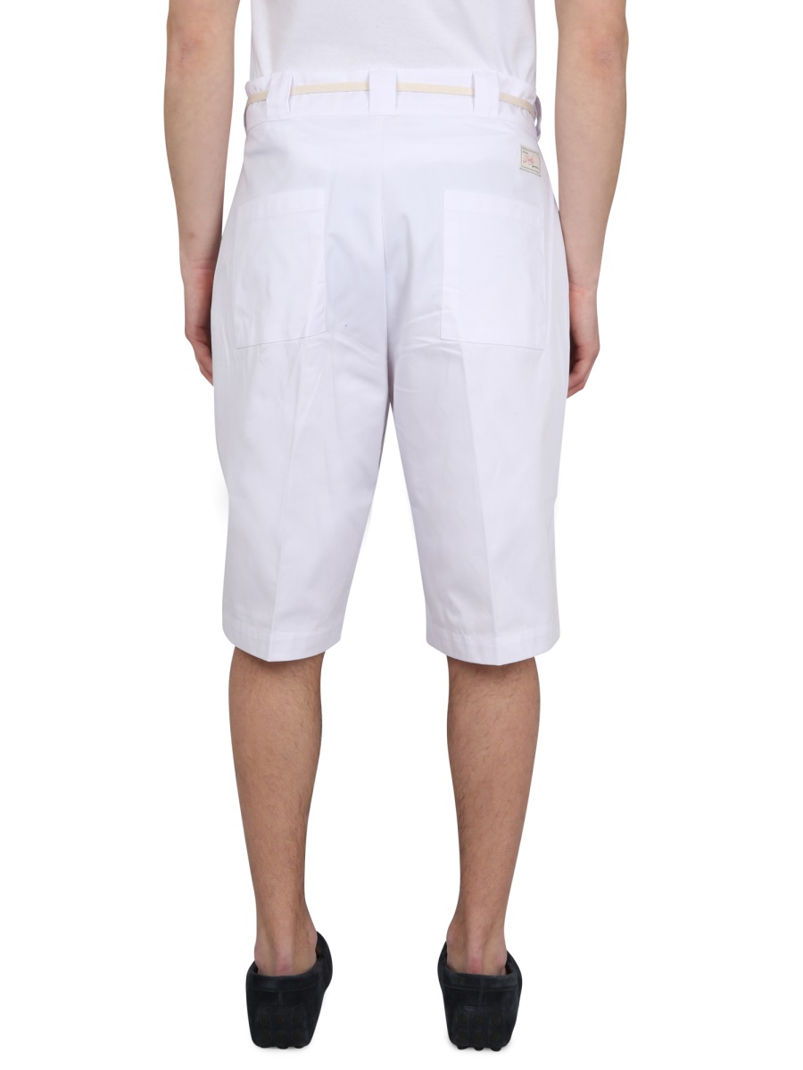 Drôle de Monsieur COTTON BLEND BERMUDA SHORTS Wit