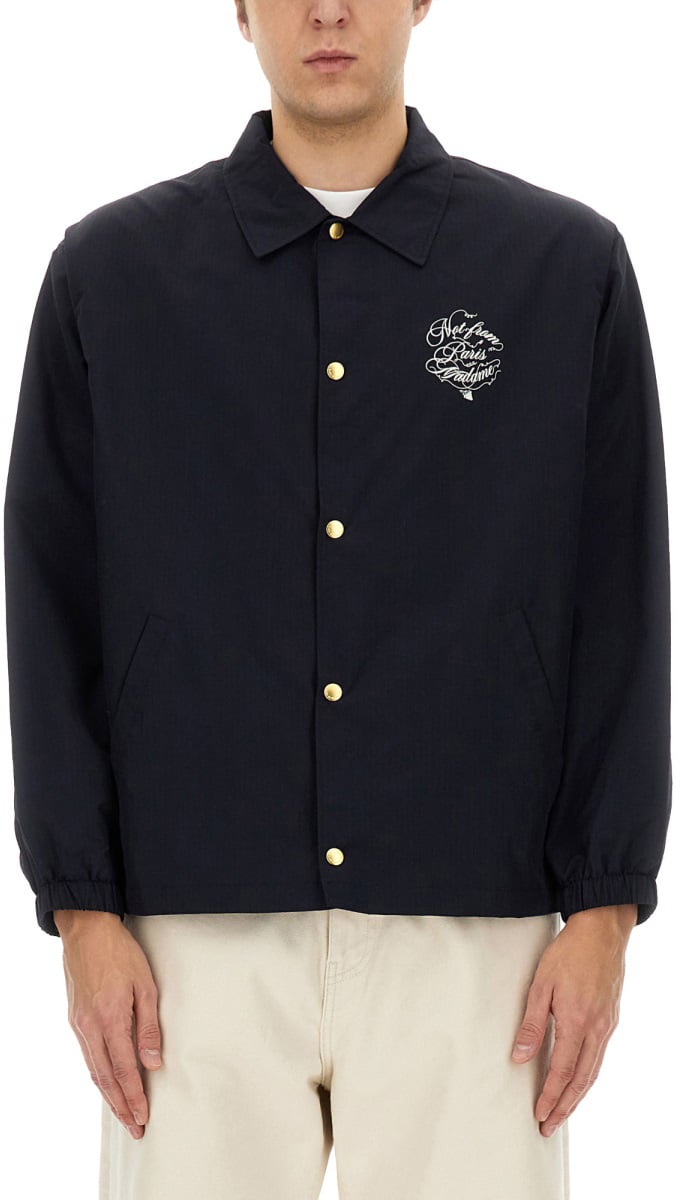 Drôle de Monsieur VIGNES SLOGAN PRINT JACKET Blauw