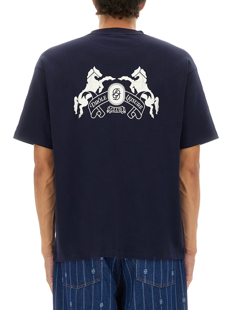 Drôle de Monsieur T-SHIRT "LE EMBLÈME CHEVAUX" Blauw