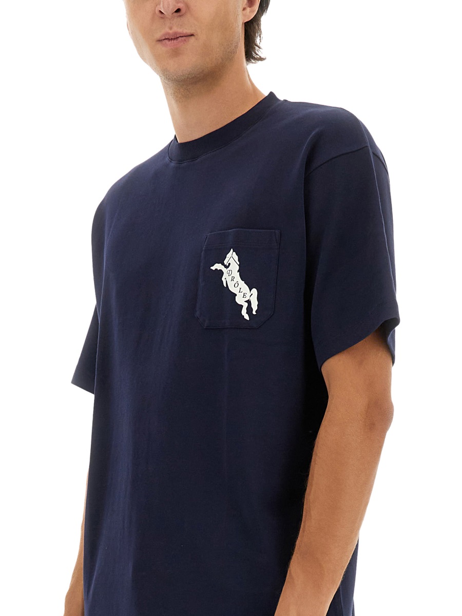 Drôle de Monsieur T-SHIRT "LE EMBLÈME CHEVAUX" Blauw