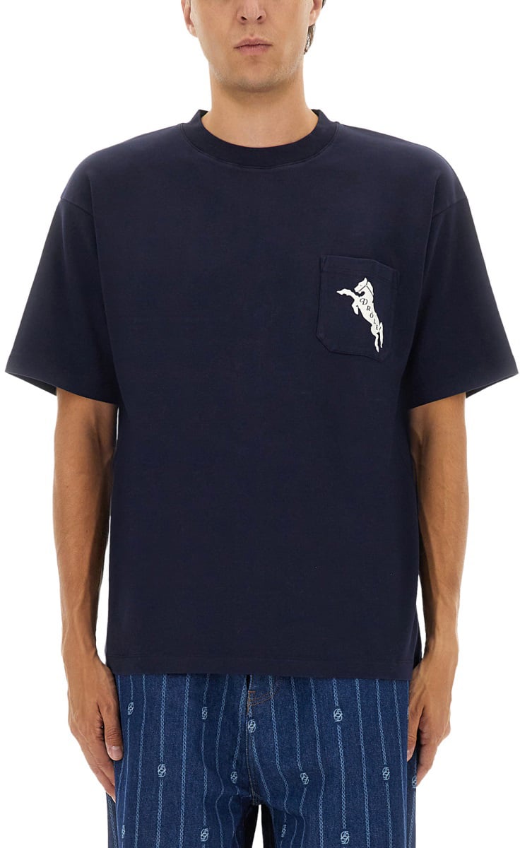 Drôle de Monsieur T-SHIRT "LE EMBLÈME CHEVAUX" Blauw