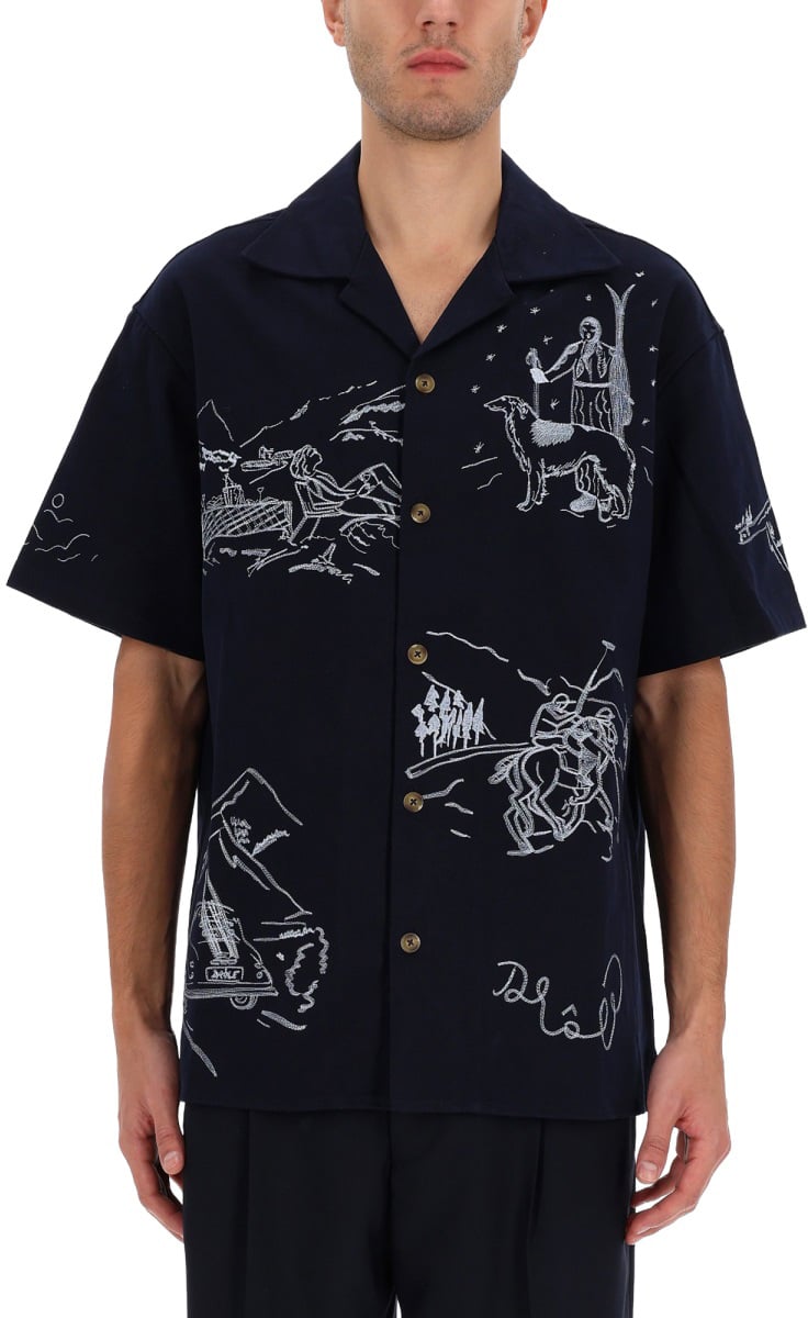 Drôle de Monsieur SHIRT WITH EMBROIDERY Blauw