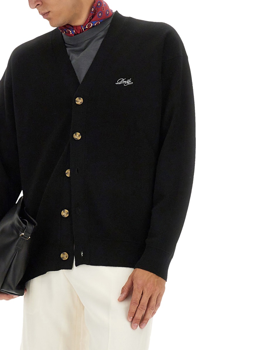 Drôle de Monsieur CARDIGAN WITH LOGO EMBROIDERY Zwart