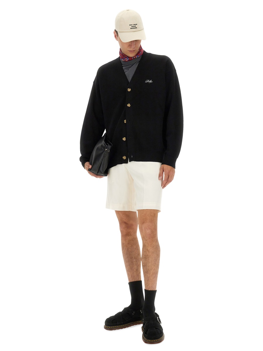 Drôle de Monsieur CARDIGAN WITH LOGO EMBROIDERY Zwart