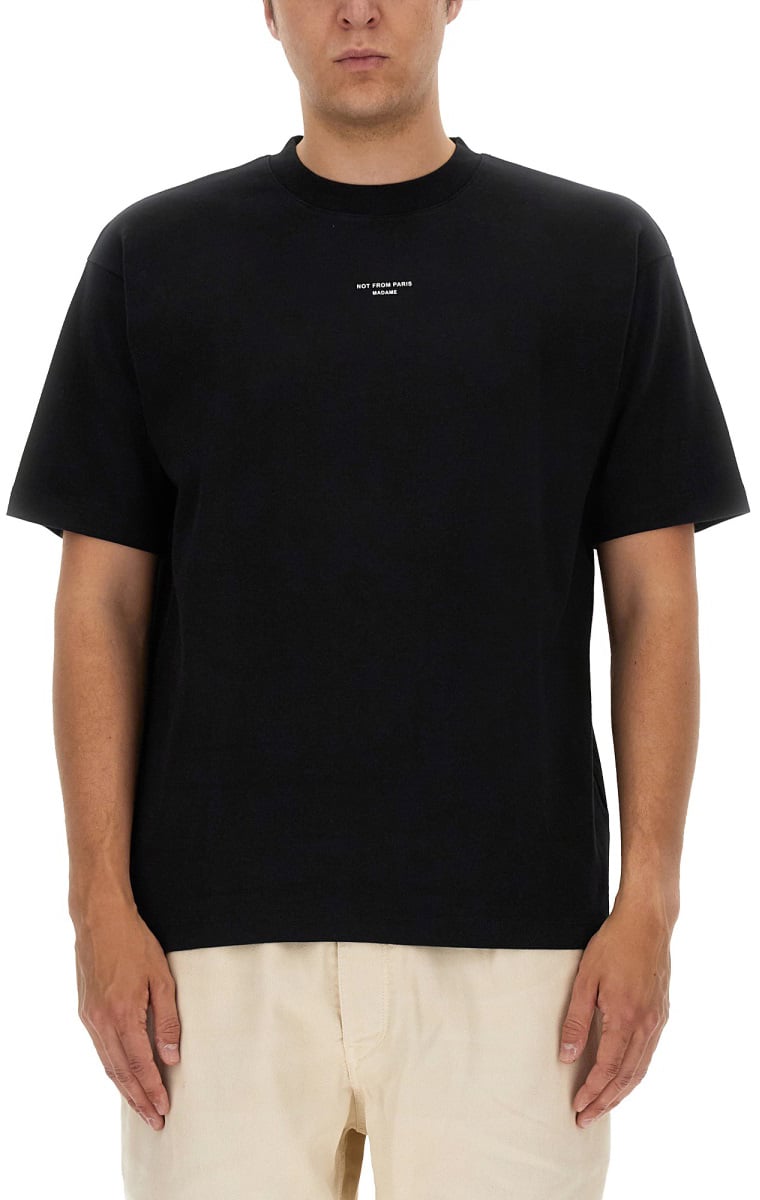 Drôle de Monsieur "SLOGAN" T-SHIRT Zwart