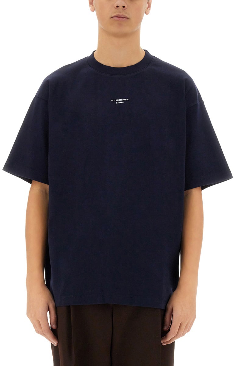 Drôle de Monsieur "SLOGAN" T-SHIRT Blauw