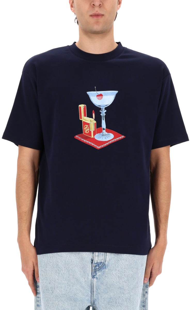 Drôle de Monsieur "COCKTAIL" T-SHIRT Blauw