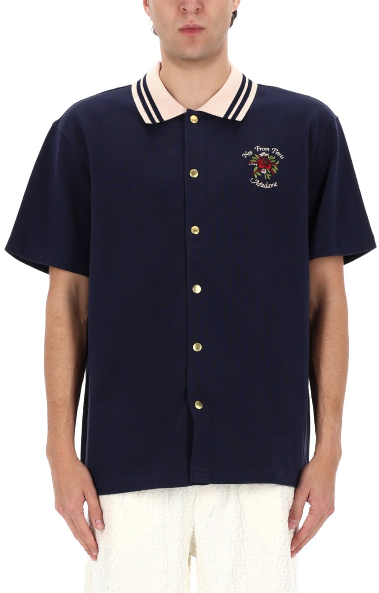 Drôle de Monsieur "SLOGAN ROSE" SHIRT Blauw