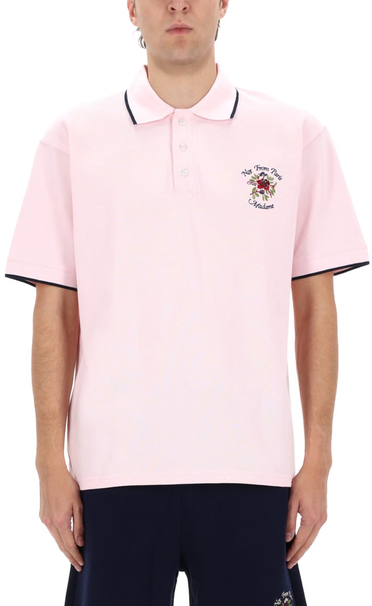 Drôle de Monsieur "SLOGAN ROSE" POLO SHIRT Roze
