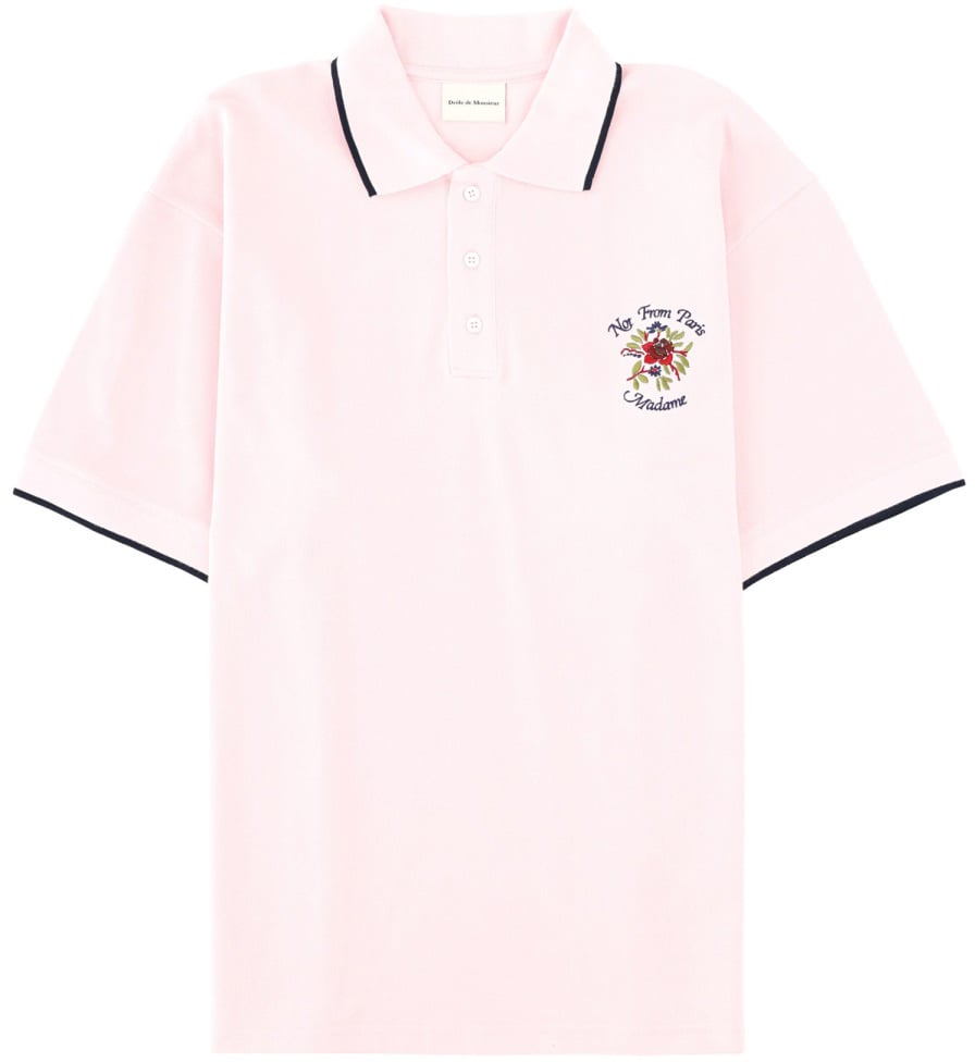 Drôle de Monsieur "SLOGAN ROSE" POLO SHIRT Roze