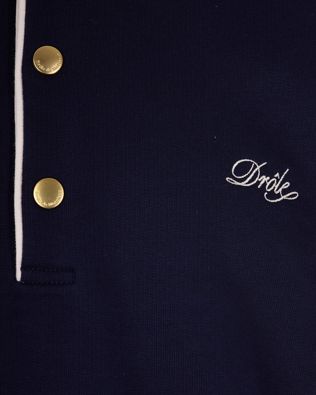 Drôle de Monsieur Contrast-Embroidered Cotton Terry Polo Shirt Zwart