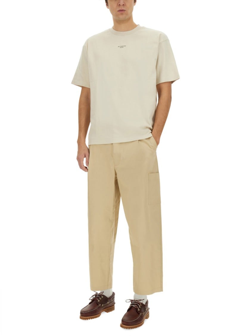 Drôle de Monsieur Relaxed Fit Cropped Pants With Tapered Leg Neutraal