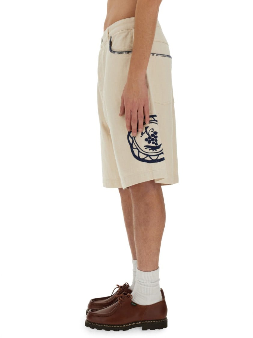 Drôle de Monsieur Relaxed Fit Cotton Bermuda Shorts Geel