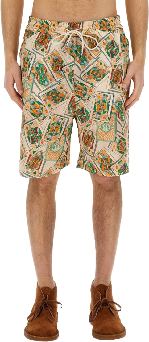 Drôle de Monsieur Bermuda Shorts With Geometric Print Neutraal