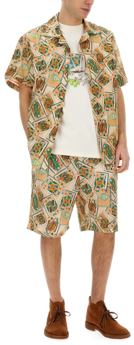Drôle de Monsieur Bermuda Shorts With Geometric Print Neutraal