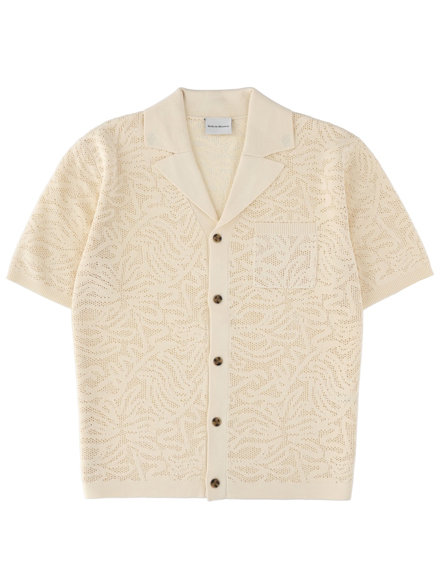 Drôle de Monsieur White Maille Dentelle Cotton Shirt Neutraal