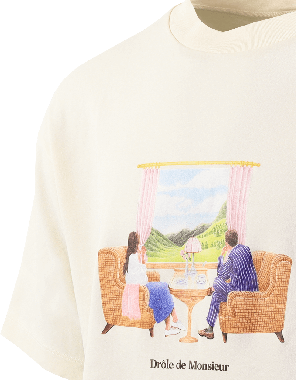 Drôle de Monsieur Heren Le T-Shirt Voyage Wit Wit