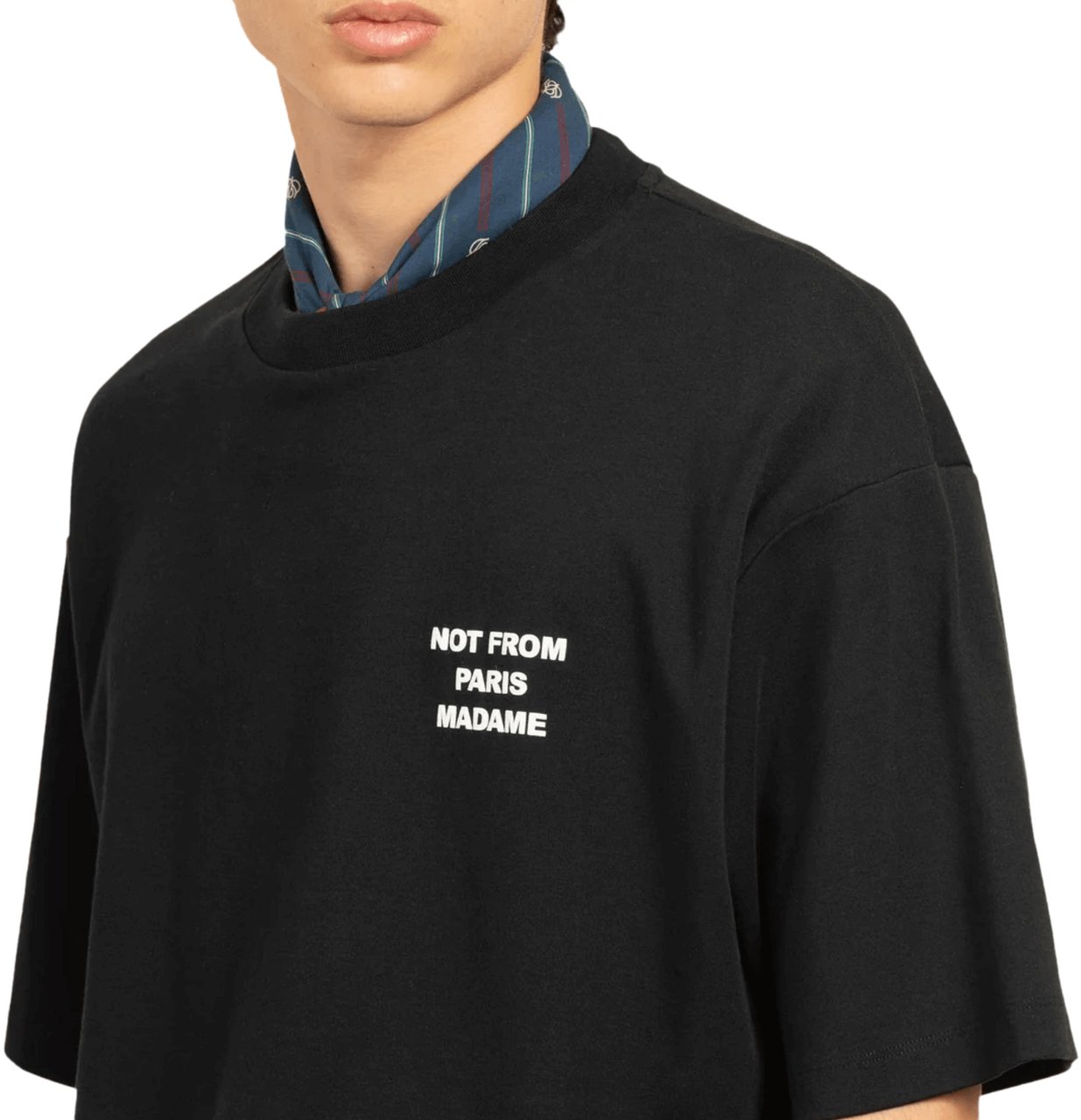 Drôle de Monsieur SLOGAN PRINT T-SHIRT BLACK Zwart