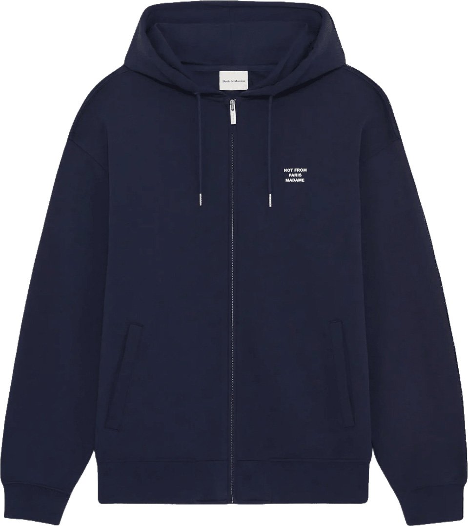 Drôle de Monsieur SLOGAN ZIP THROUGH HOODIE Navy