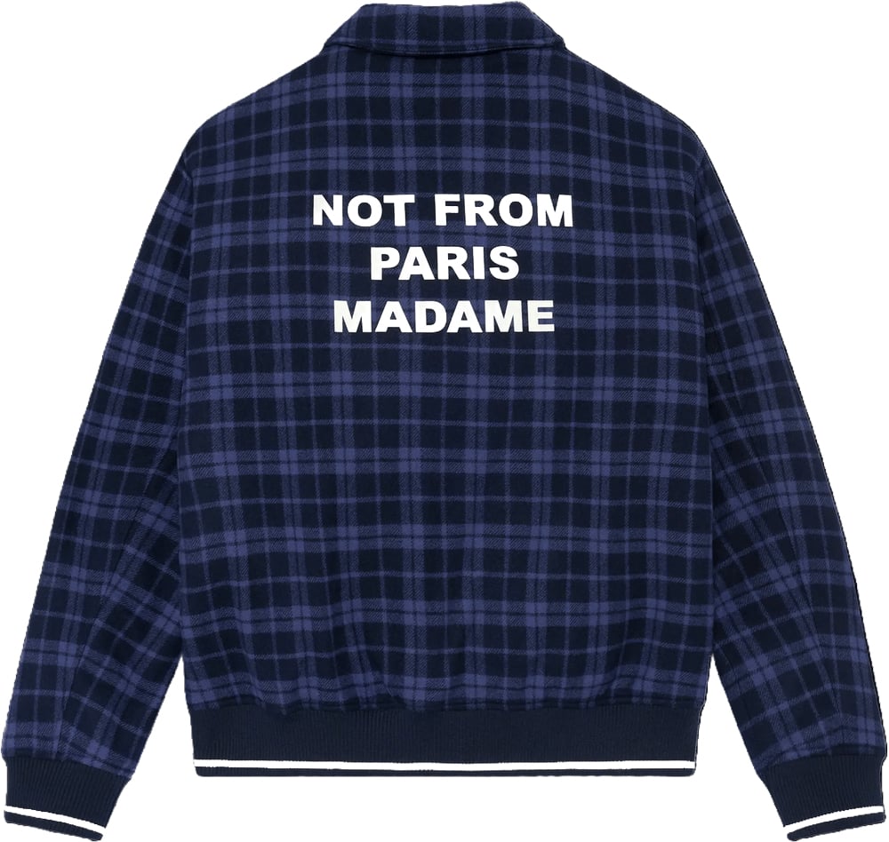Drôle de Monsieur CHECK FLANNEL SLOGAN JACKET Navy