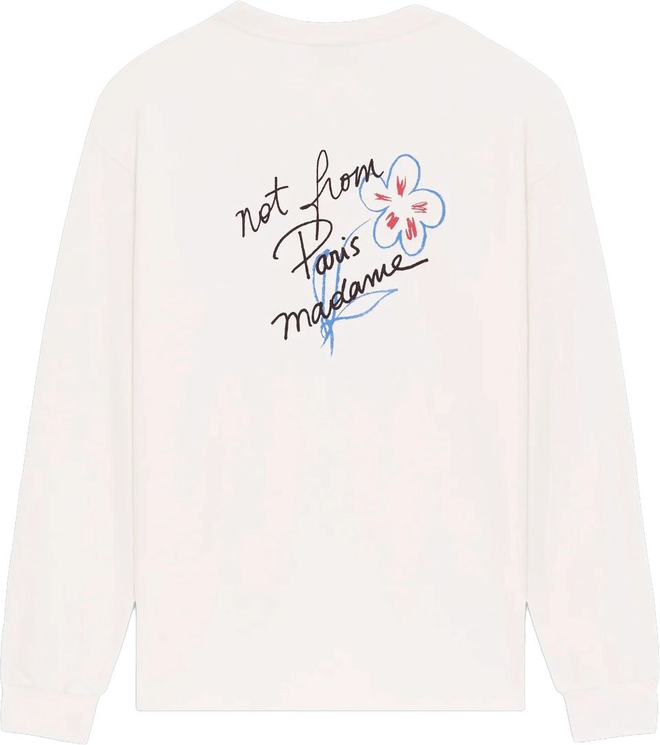 Drôle de Monsieur ESQUISSE SLOGAN T-SHIRT MET LANGE MOUWEN Wit