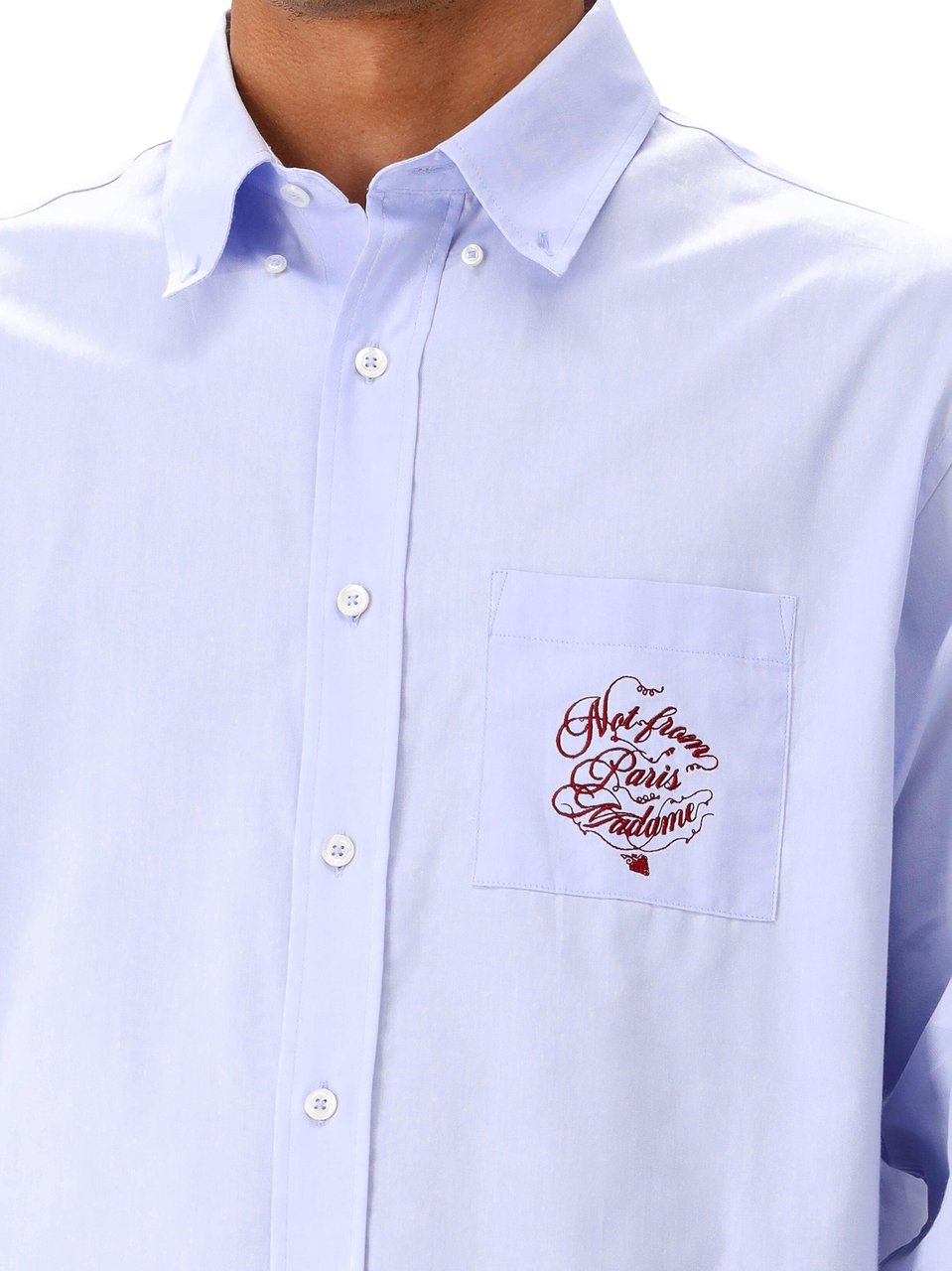 Drôle de Monsieur Drôle de Monsieur Overhemd Licht Blauw Slogan Vignes Blauw