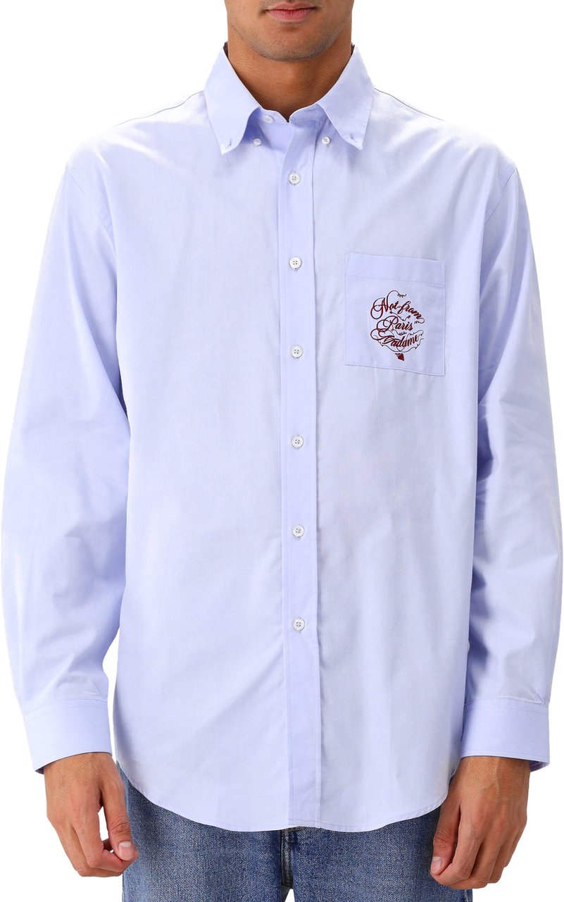 Drôle de Monsieur Drôle de Monsieur Overhemd Licht Blauw Slogan Vignes Blauw