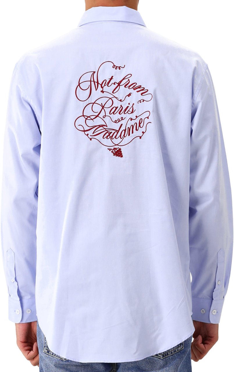 Drôle de Monsieur Drôle de Monsieur Overhemd Licht Blauw Slogan Vignes Blauw