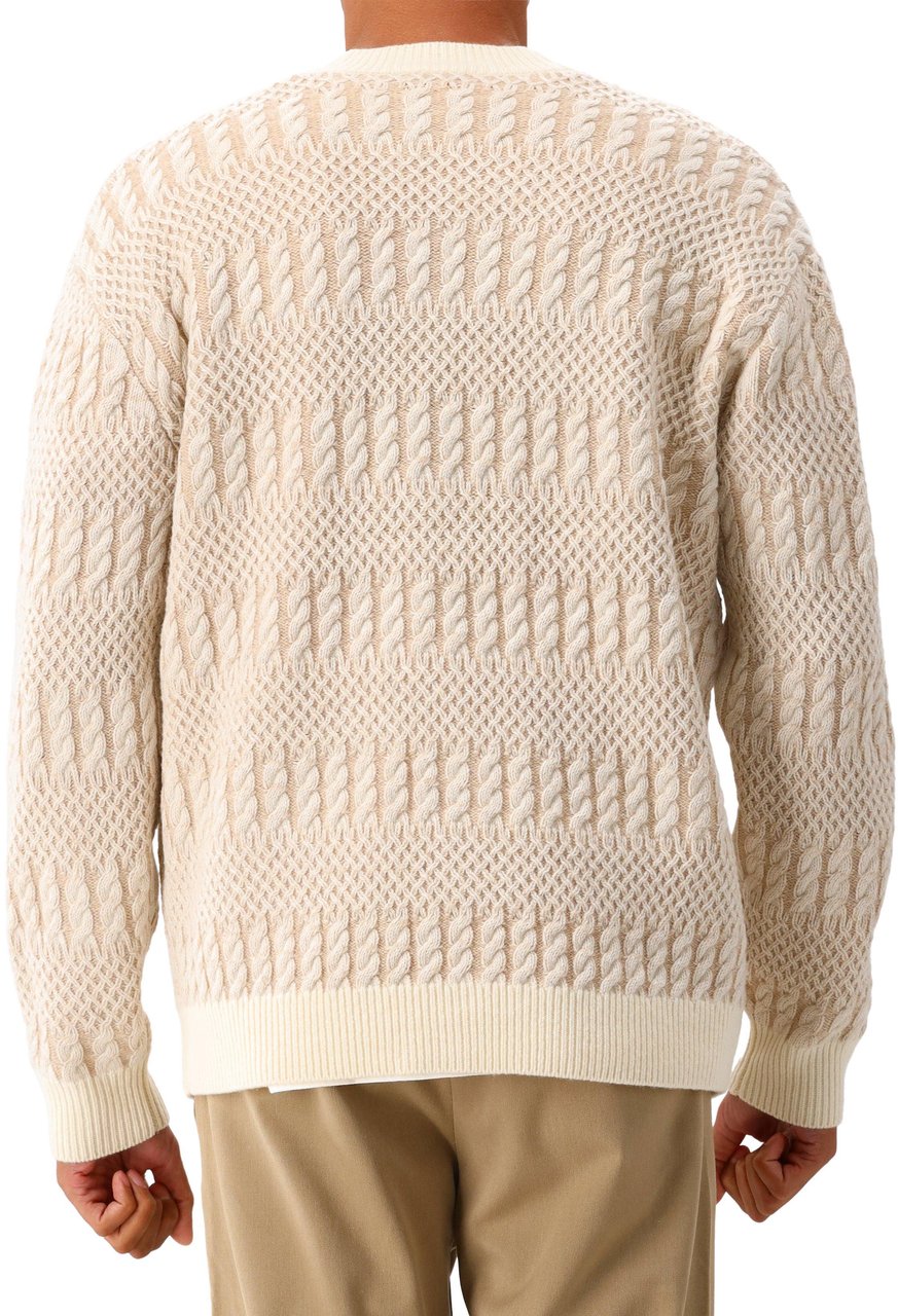 Drôle de Monsieur Drôle de Monsieur Vest Beige Le Cardigan Torsades Bicolore Beige