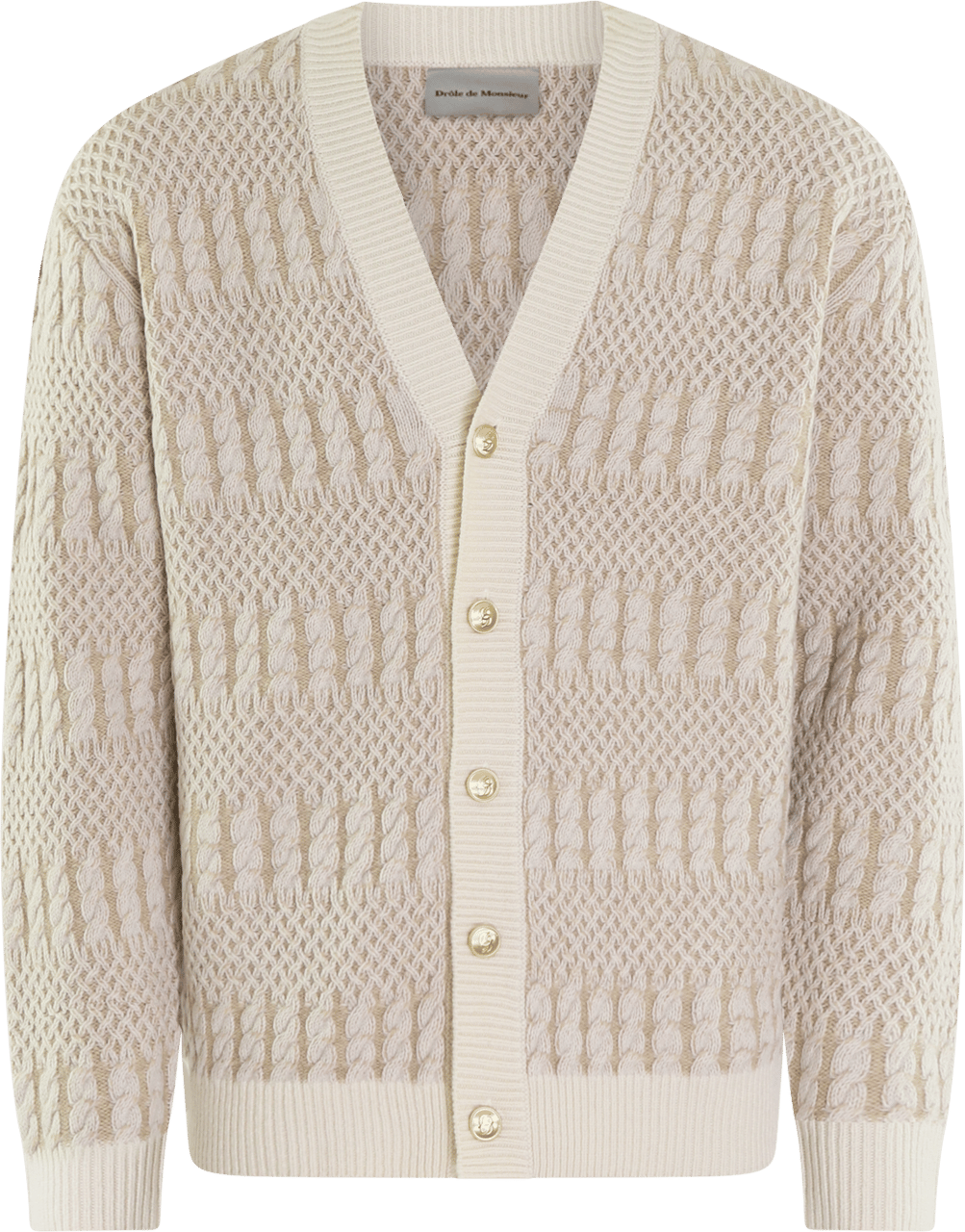 Drôle de Monsieur Heren Torsades Bicolor Vest Wit Wit