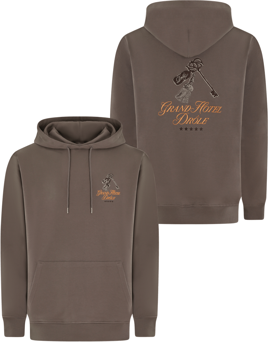 Drôle de Monsieur Heren Grand Hôtel Hoodie Bruin Bruin