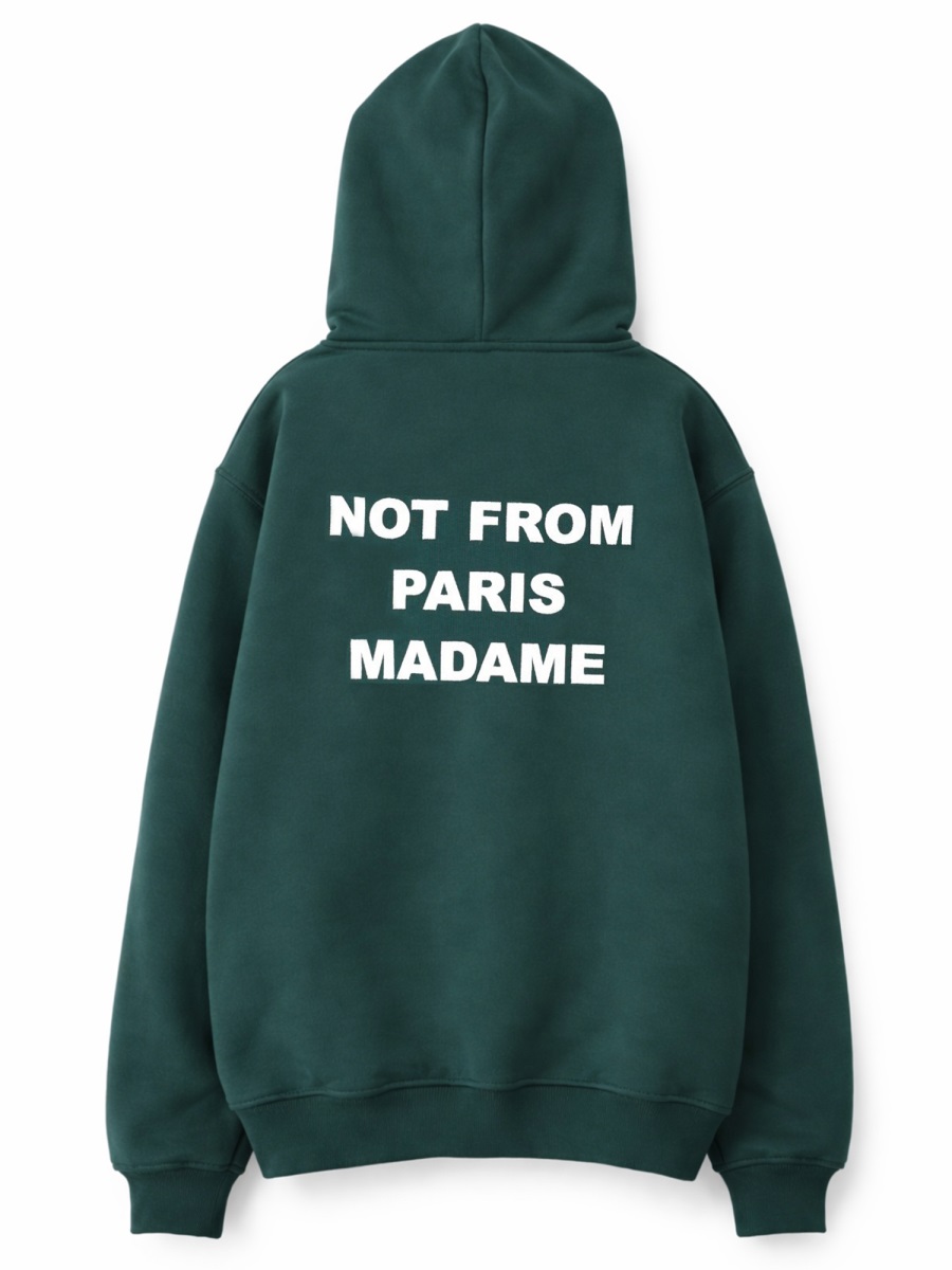 Drôle de Monsieur Slogan Green Cotton Hooded Sweatshirt Zwart