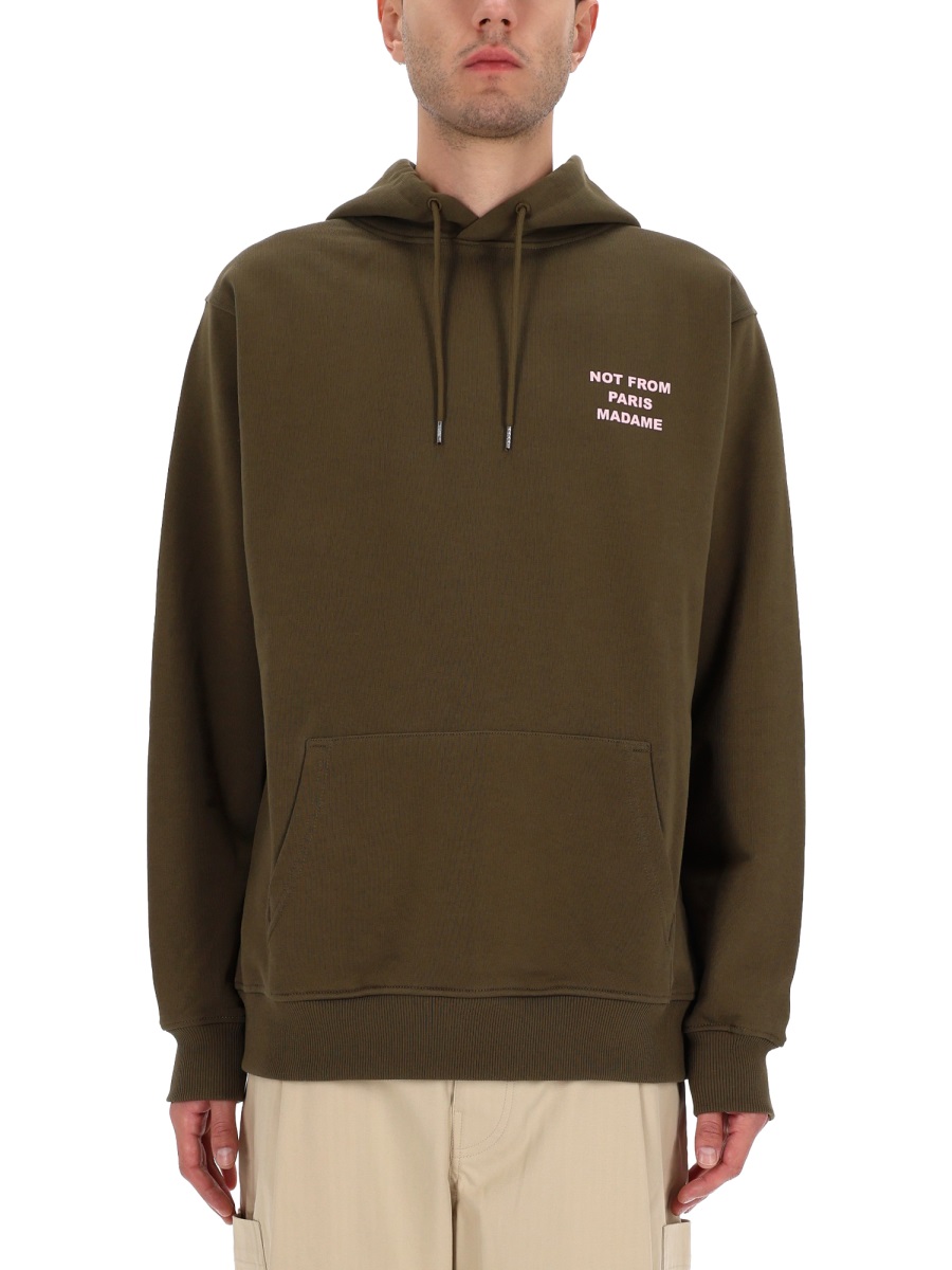 Drôle de Monsieur Olive Green Slogan Relaxed Sweatshirt Zwart