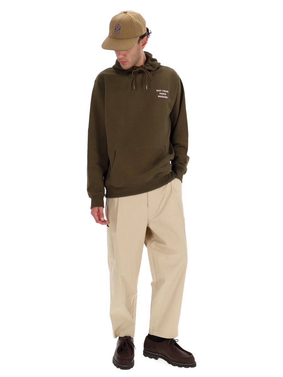 Drôle de Monsieur Olive Green Slogan Relaxed Sweatshirt Zwart