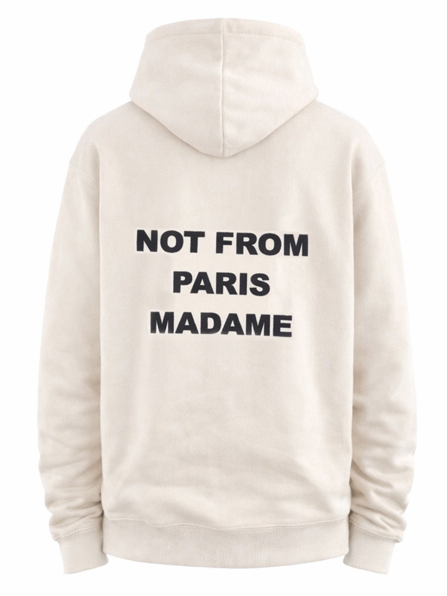 Drôle de Monsieur Light Beige Slogan Graphic Cotton Hoodie Neutraal