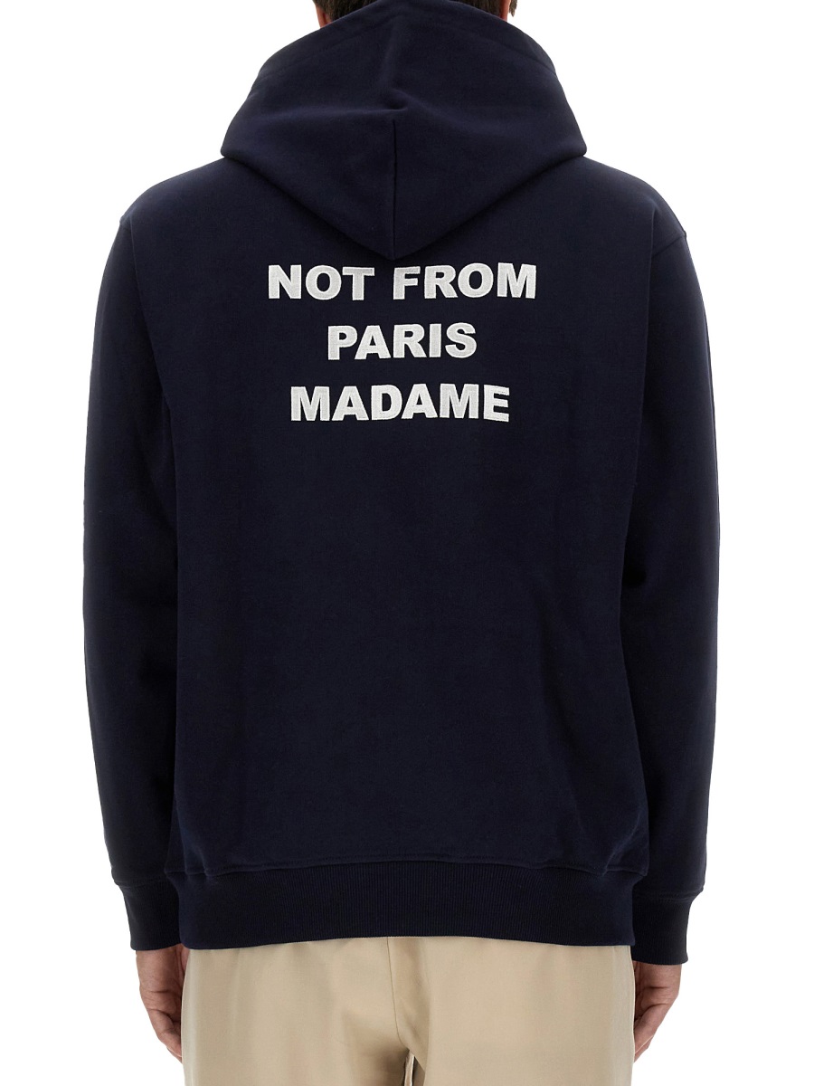 Drôle de Monsieur Neutrals Slogan Graphic Kangaroo Pocket Hoodie Zwart