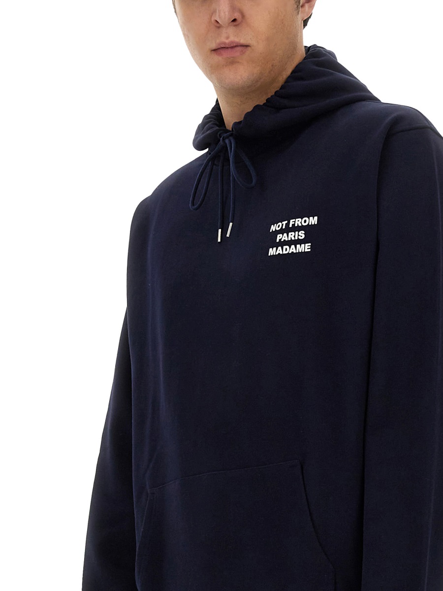 Drôle de Monsieur Neutrals Slogan Graphic Kangaroo Pocket Hoodie Zwart