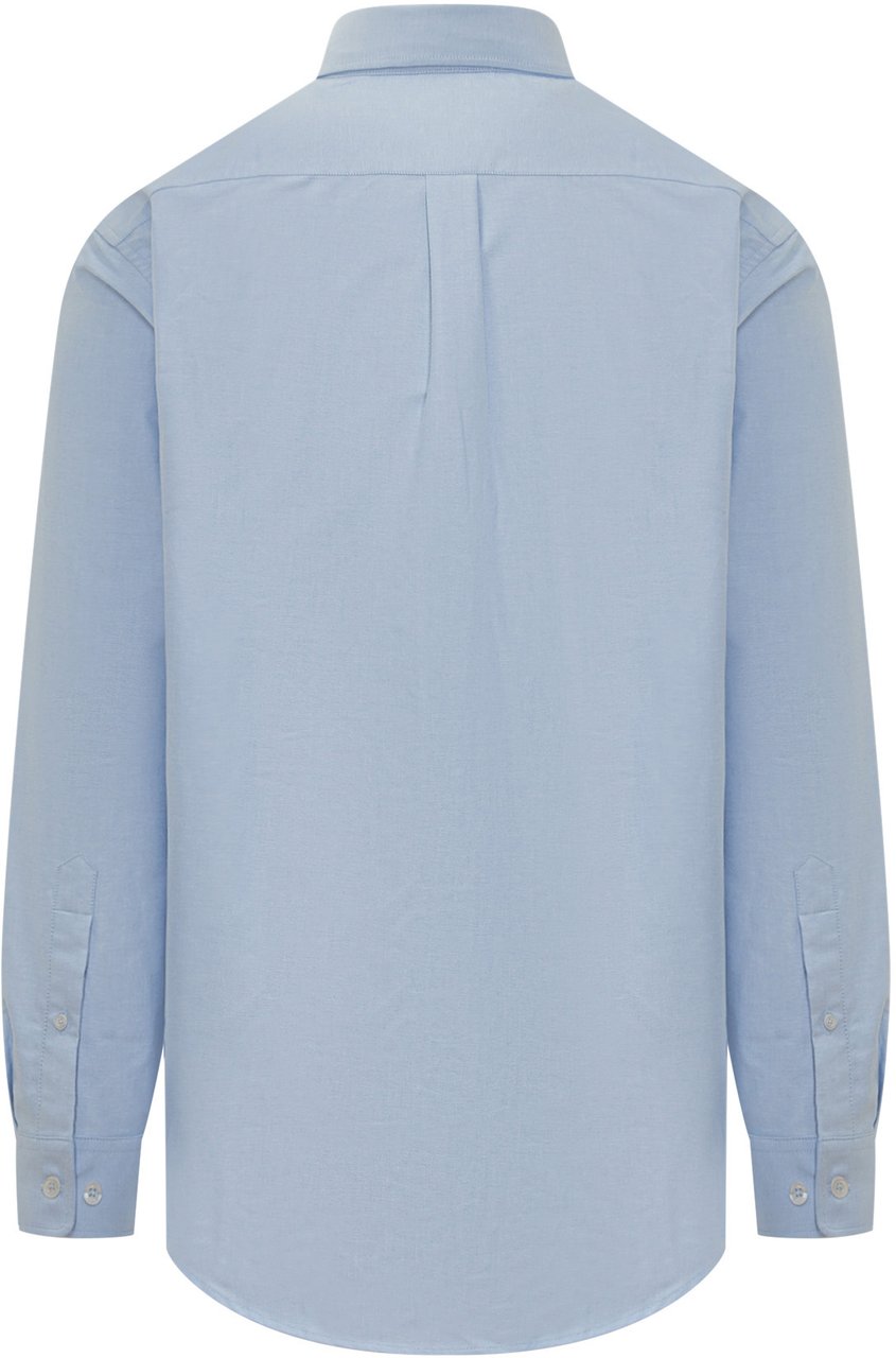 Drôle de Monsieur Camicia Logo Ricamato Lichtblauw