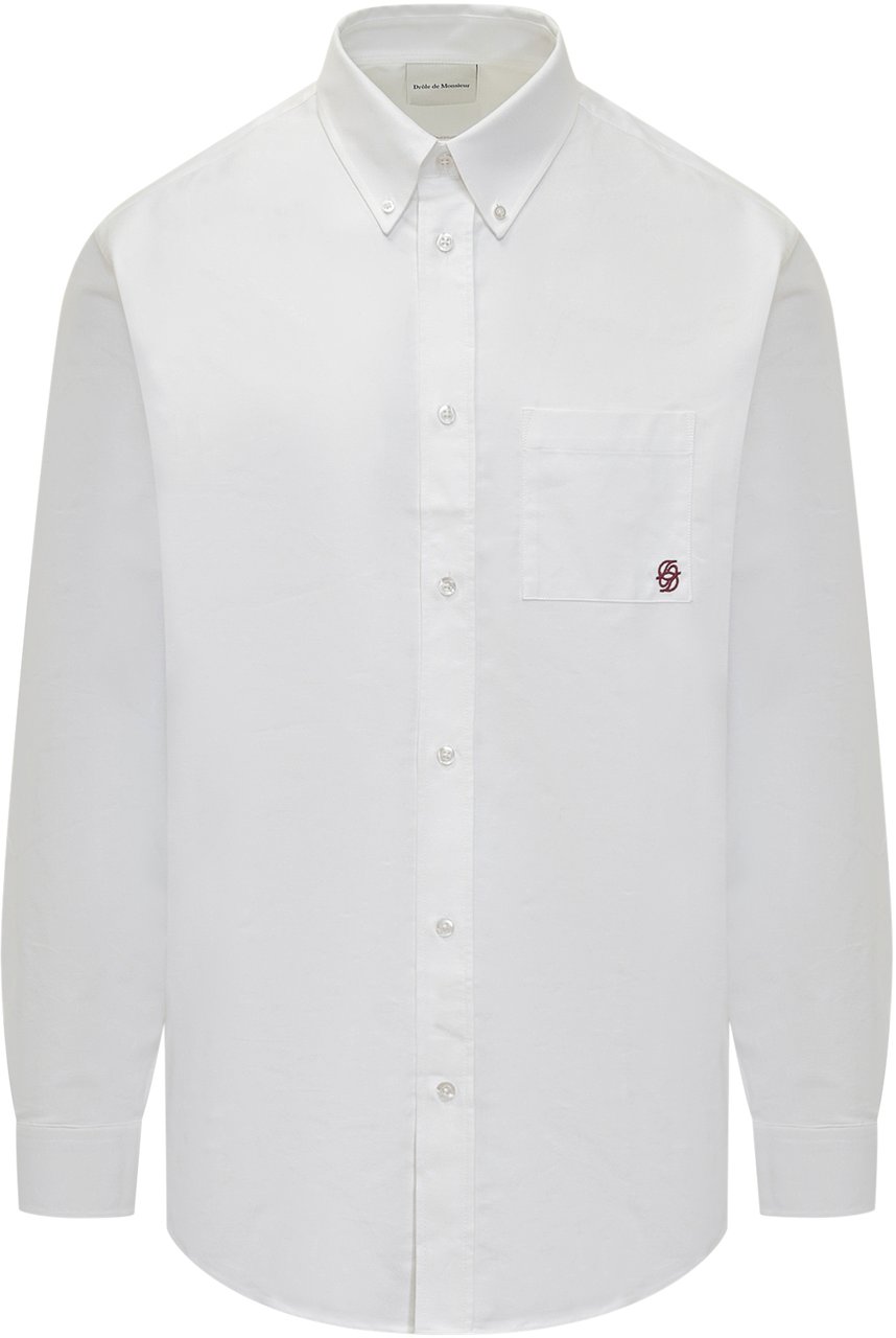 Drôle de Monsieur Camicia Logo Ricamato Wit