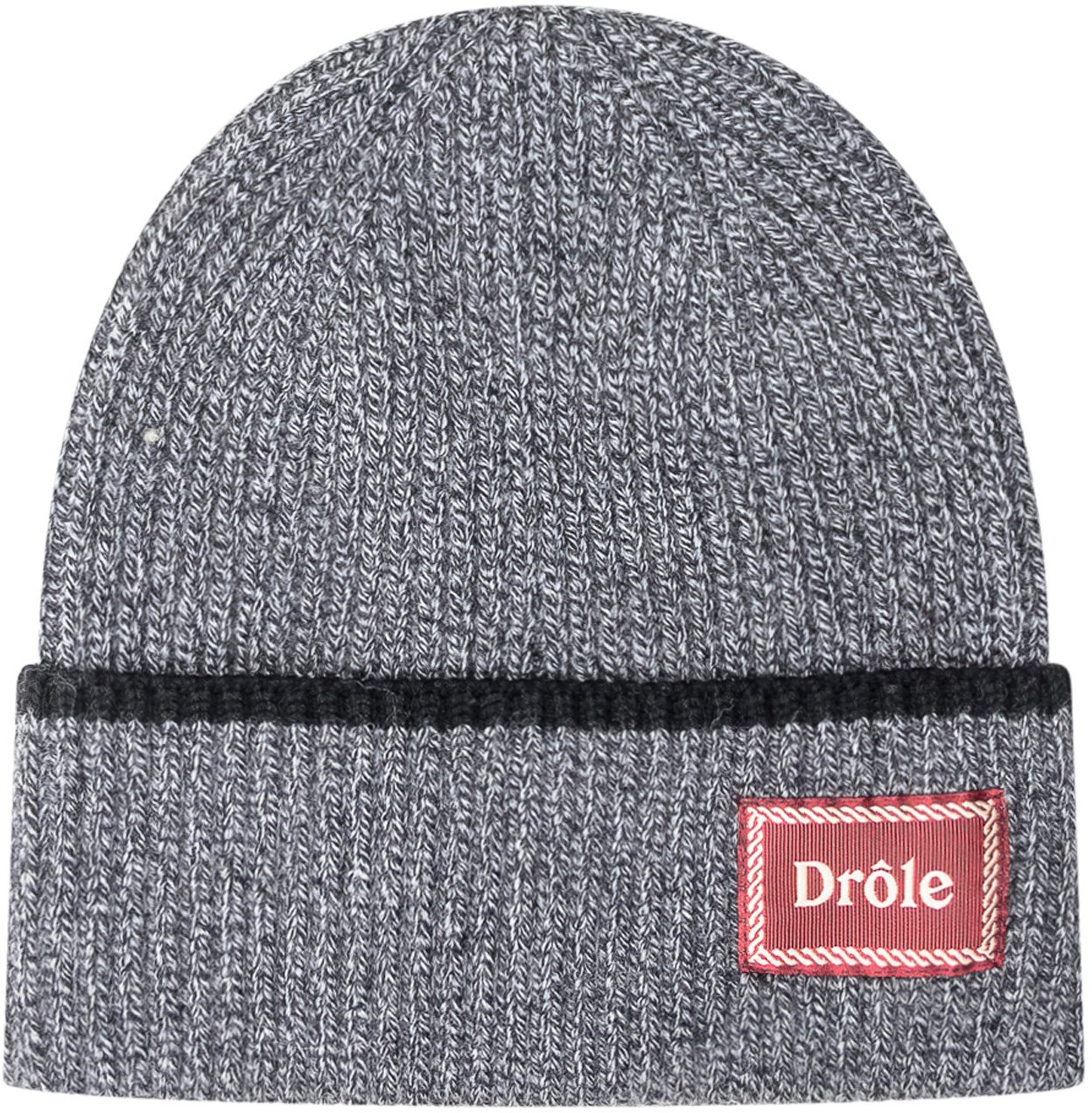 Drôle de Monsieur Drôle De Monsieur Beanie in Lana Grigio Mélange Donkergrijs