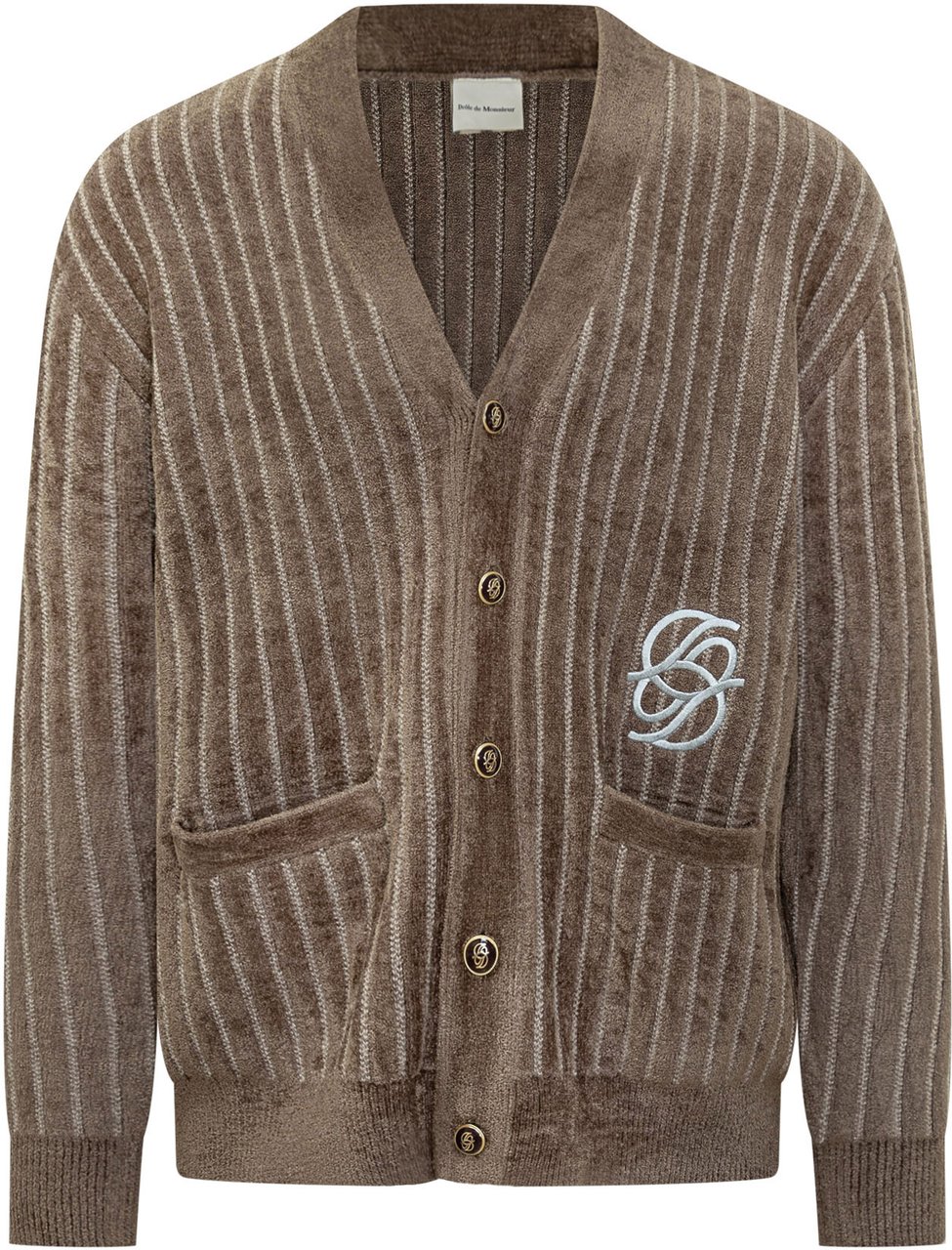 Drôle de Monsieur Drole de Monsieur Cardigan a Righe con Logo Taupe