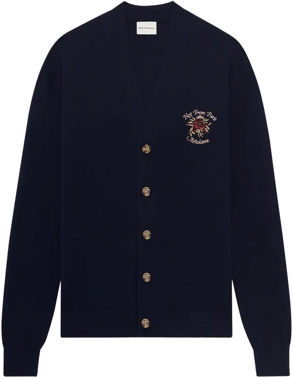 Drôle de Monsieur Heren Le Cardigan Slogan Rose Blauw
