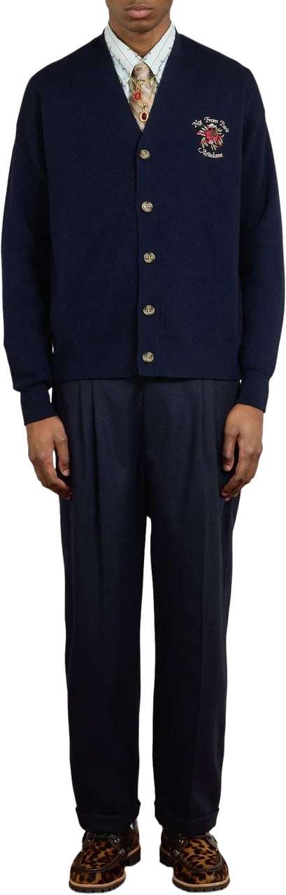 Drôle de Monsieur Heren Le Cardigan Slogan Rose Blauw