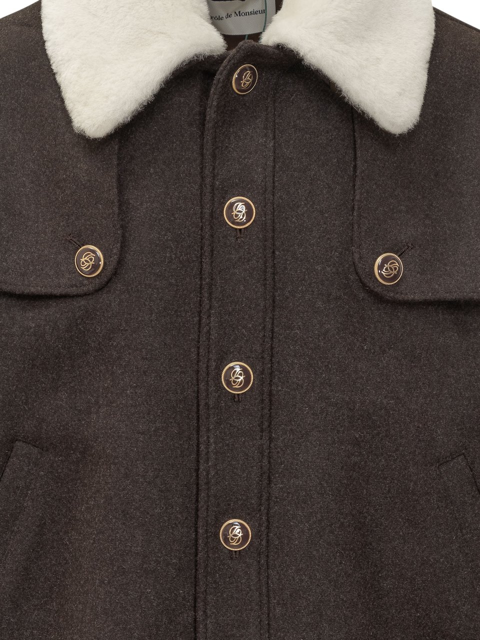 Drôle de Monsieur Drôle De Monsieur Giacca con Collo in Shearling Bruin