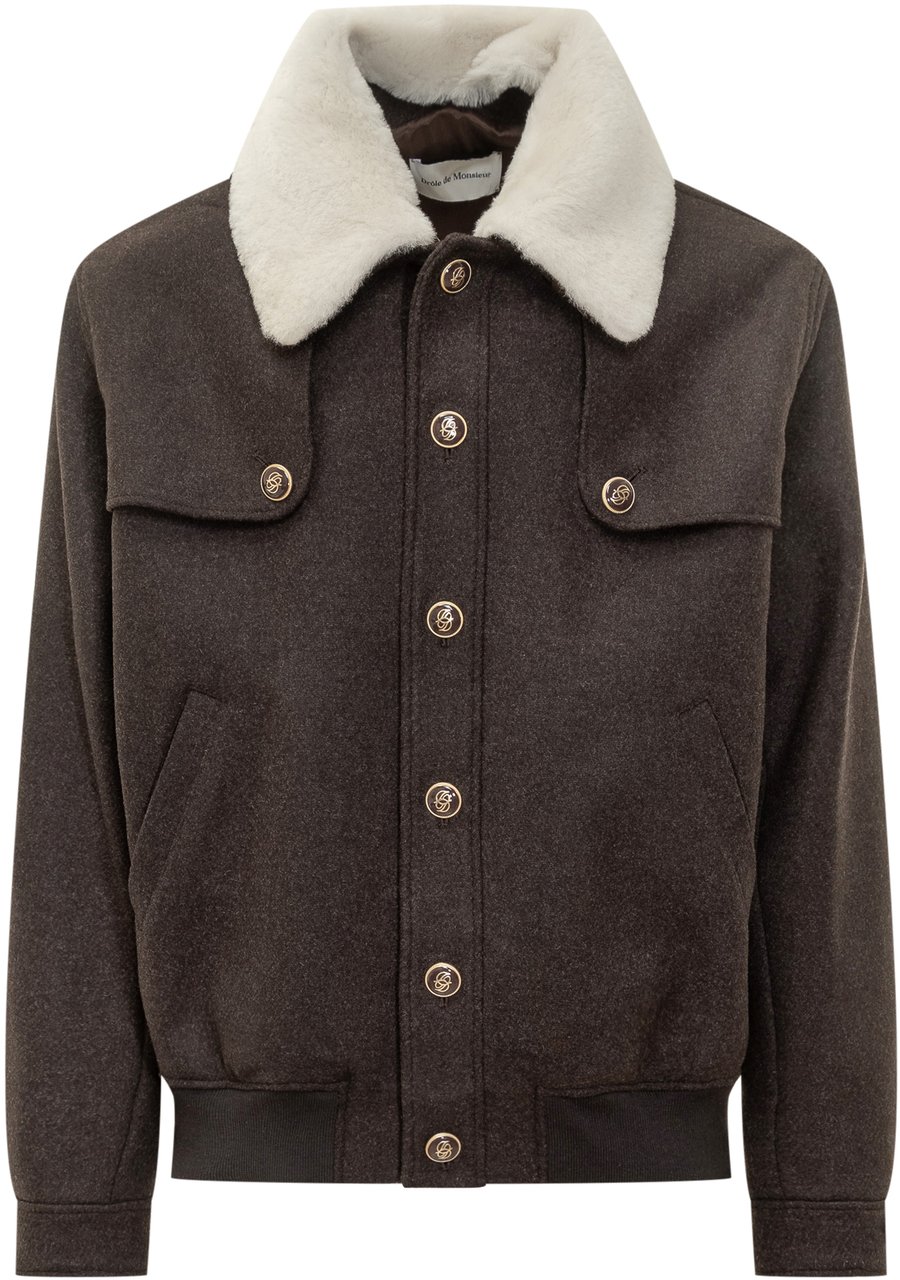 Drôle de Monsieur Drôle De Monsieur Giacca con Collo in Shearling Bruin