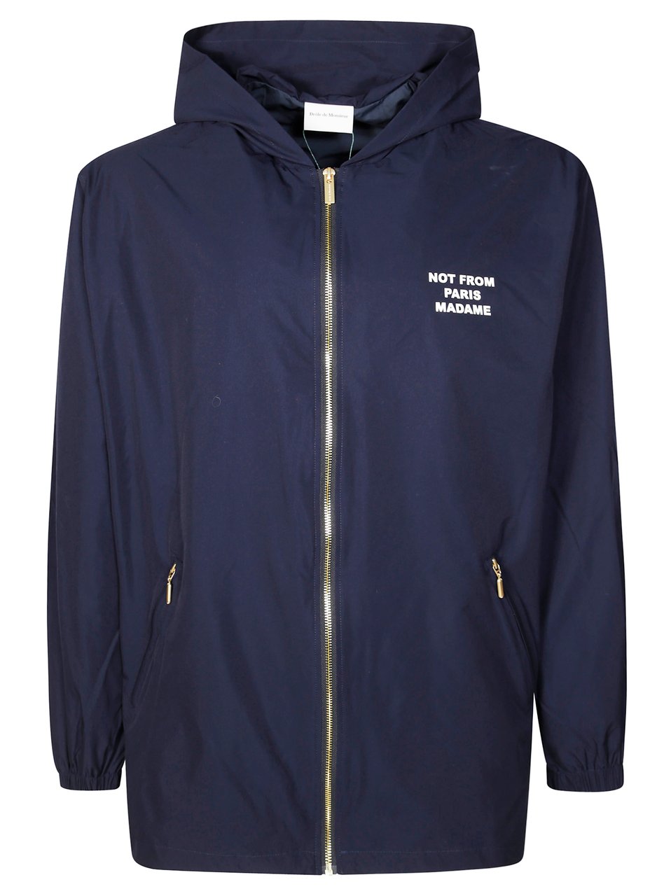 Drôle de Monsieur Hooded Zip-Up Jacket with Minimalist Design Zwart