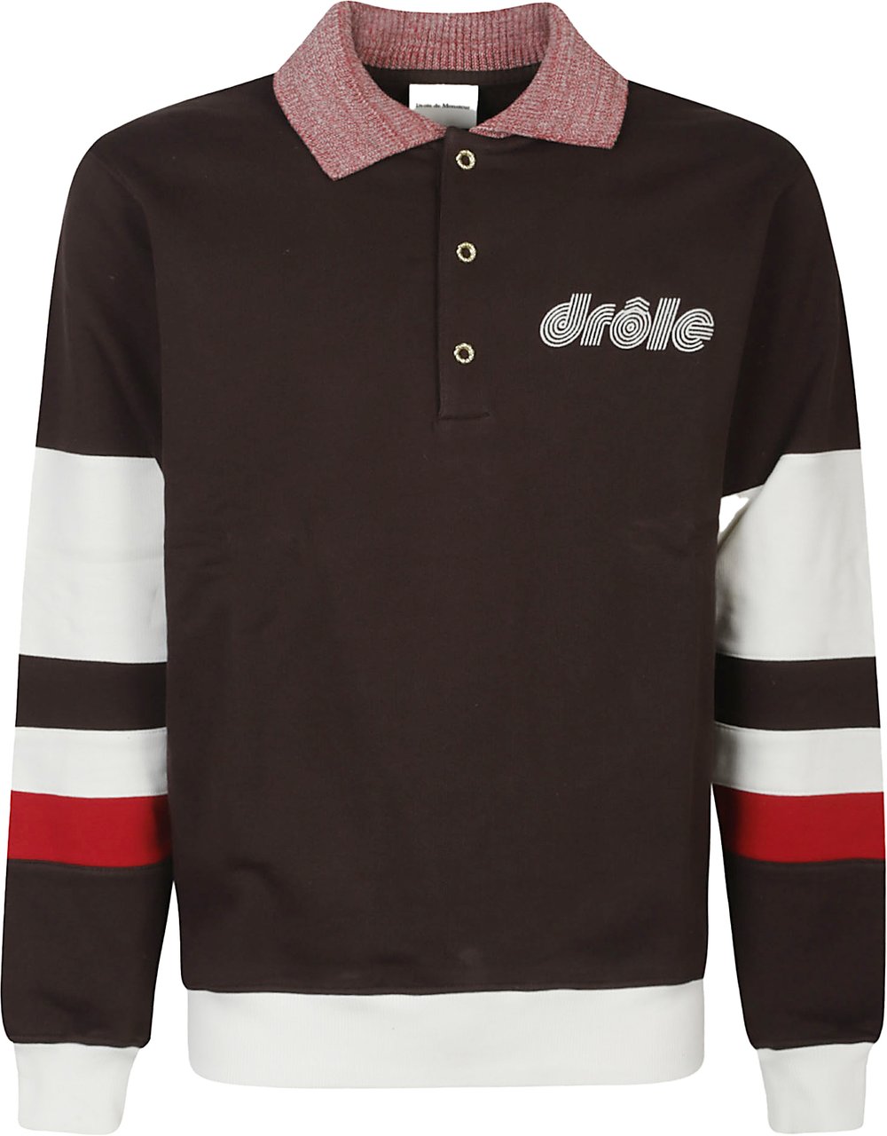 Drôle de Monsieur Long Sleeve Polo Shirt Brown Bruin