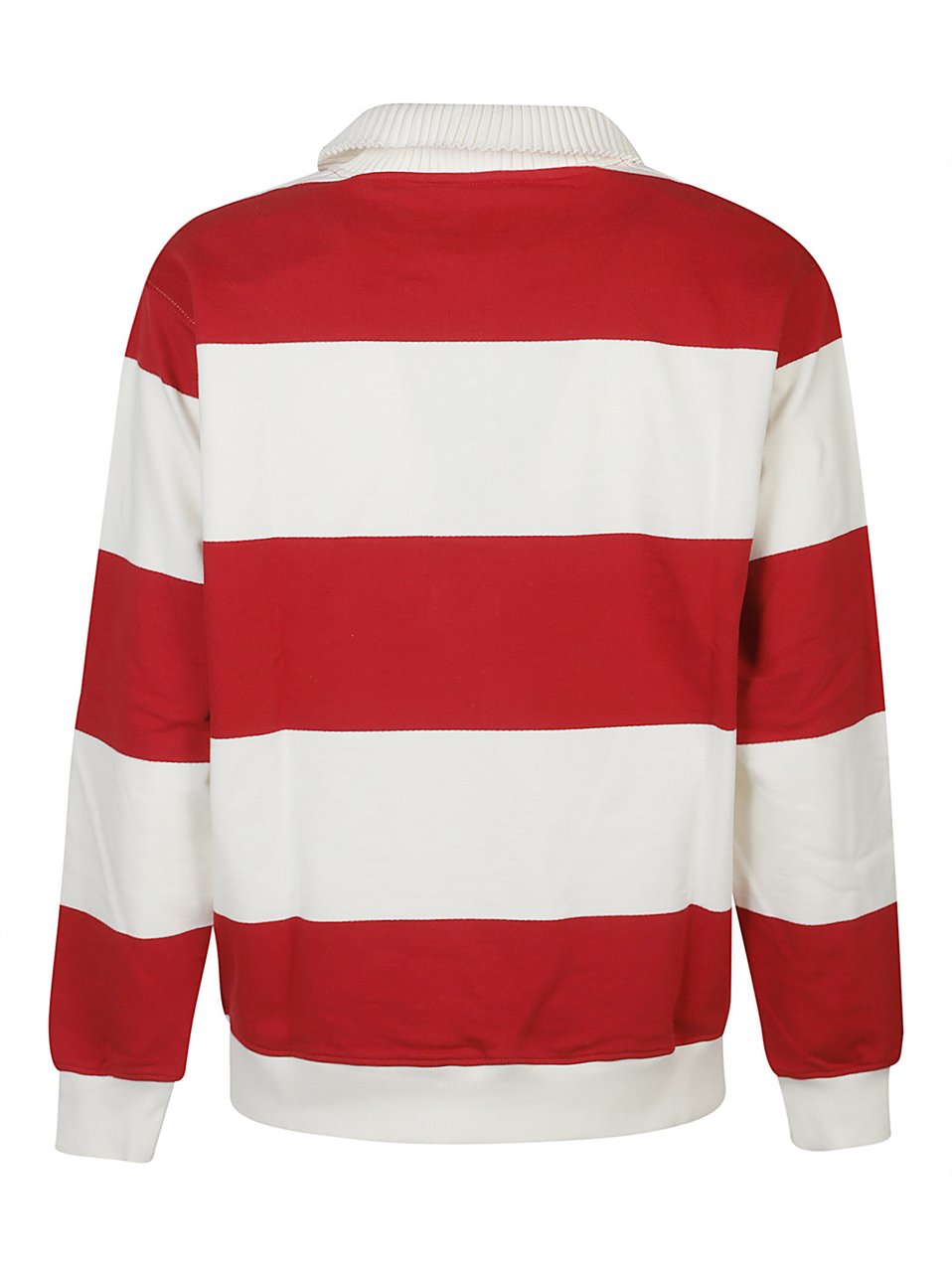 Drôle de Monsieur Long Sleeve Striped Polo Shirt Red Rood