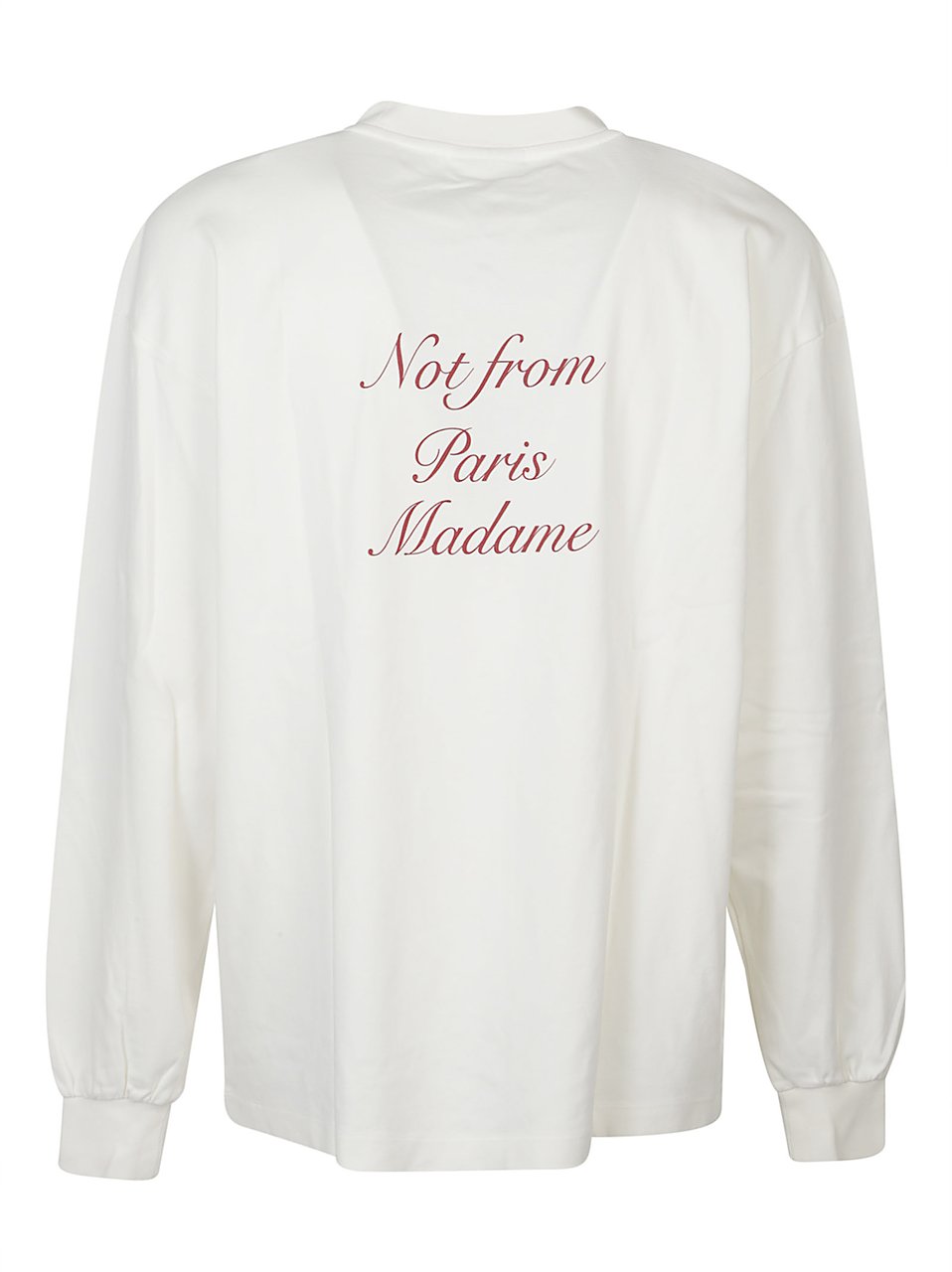 Drôle de Monsieur Long Sleeve Slogan Calligraphy T-shirt White Wit