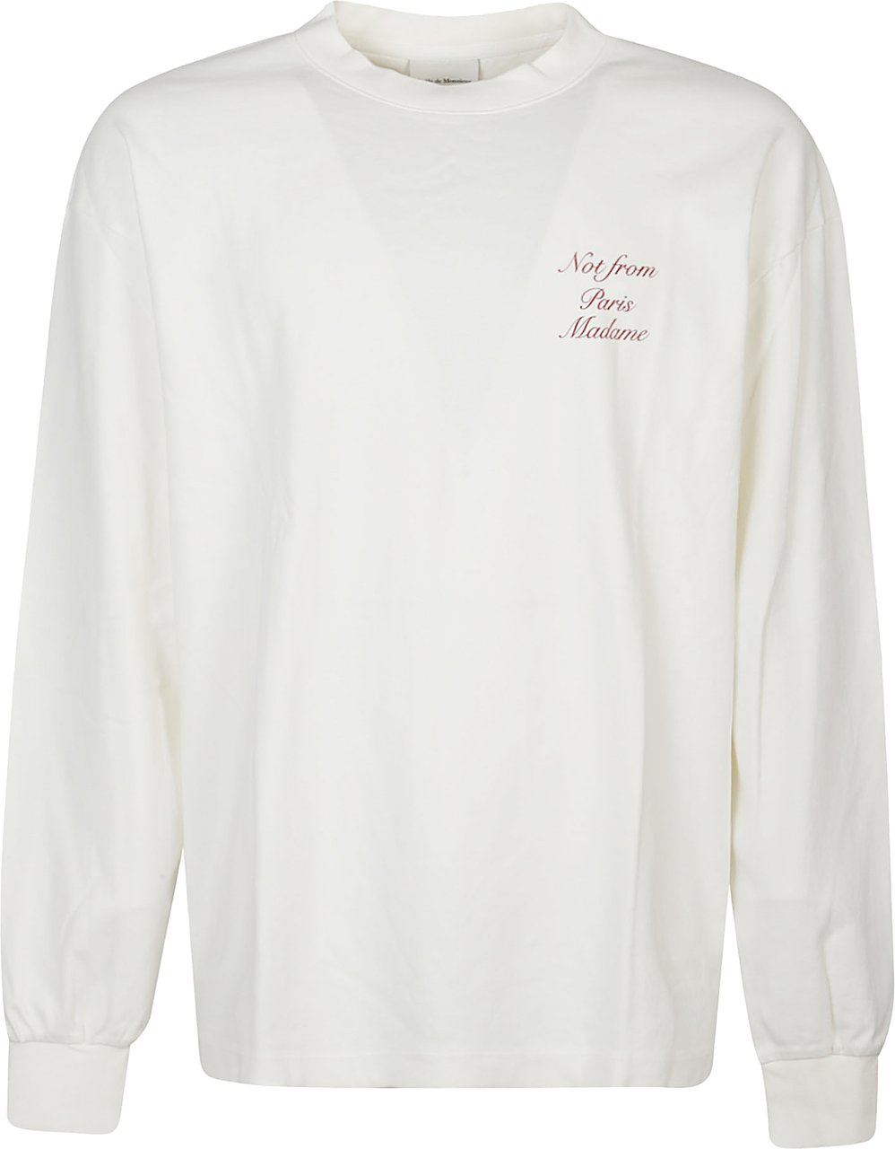 Drôle de Monsieur Long Sleeve Slogan Calligraphy T-shirt White Wit